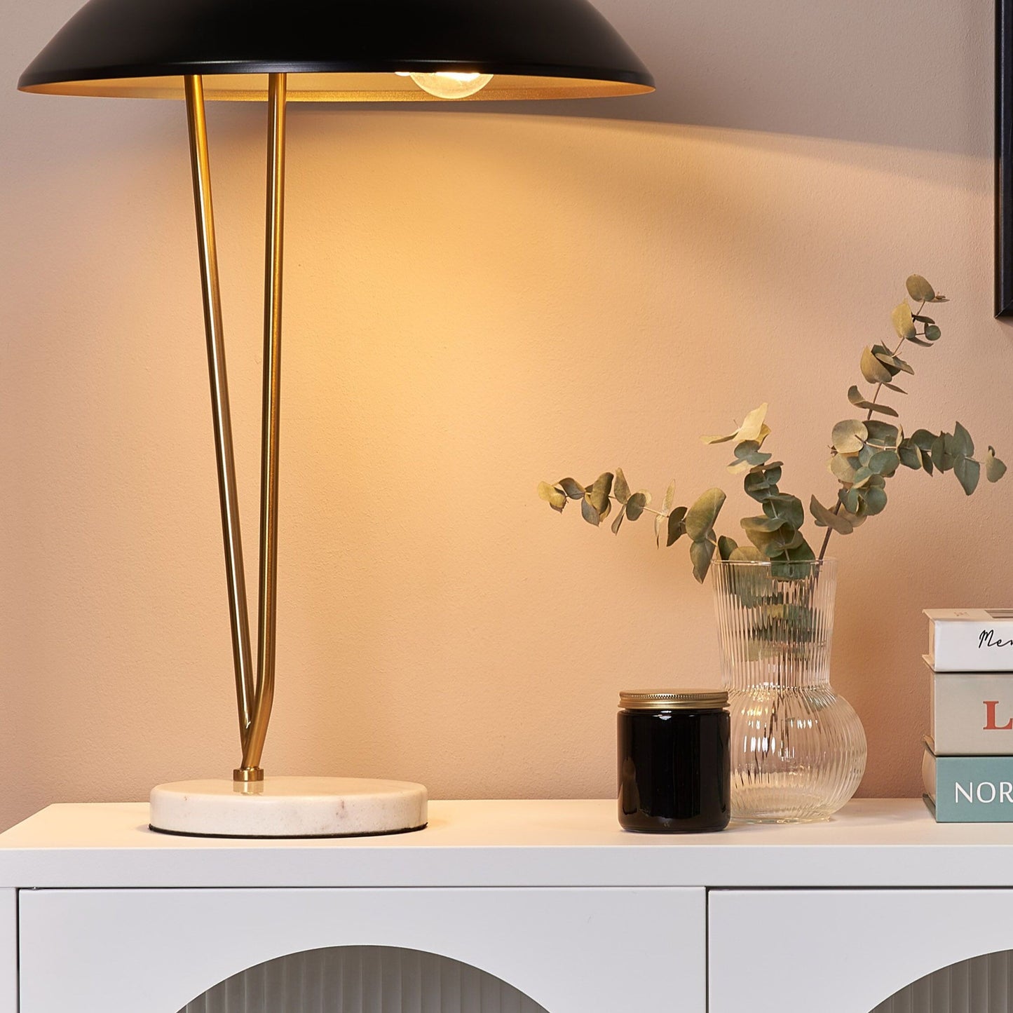 Marble Base Table Lamp Black And Gold Iron Shade