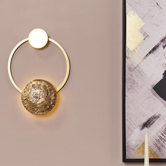 Gold Ring Wall Lamp 25cm Vintage LED Indoor Decor