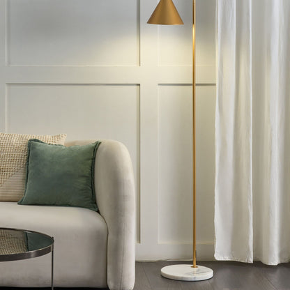 Gold Marble Floor Lamp With Cone Shade Modern Office