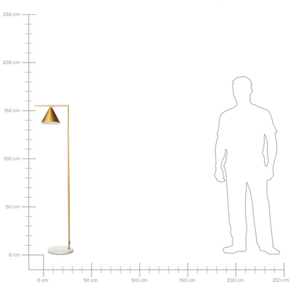 Gold Marble Floor Lamp With Cone Shade Modern Office