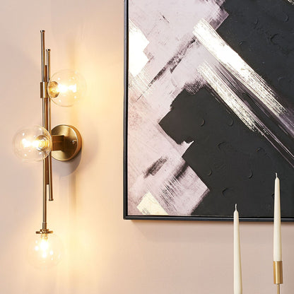 Glamora Luxe Wall Lamp Gold Iron Glass 3 Lights Modern Glam Fixture for Living Rooms and Hallways