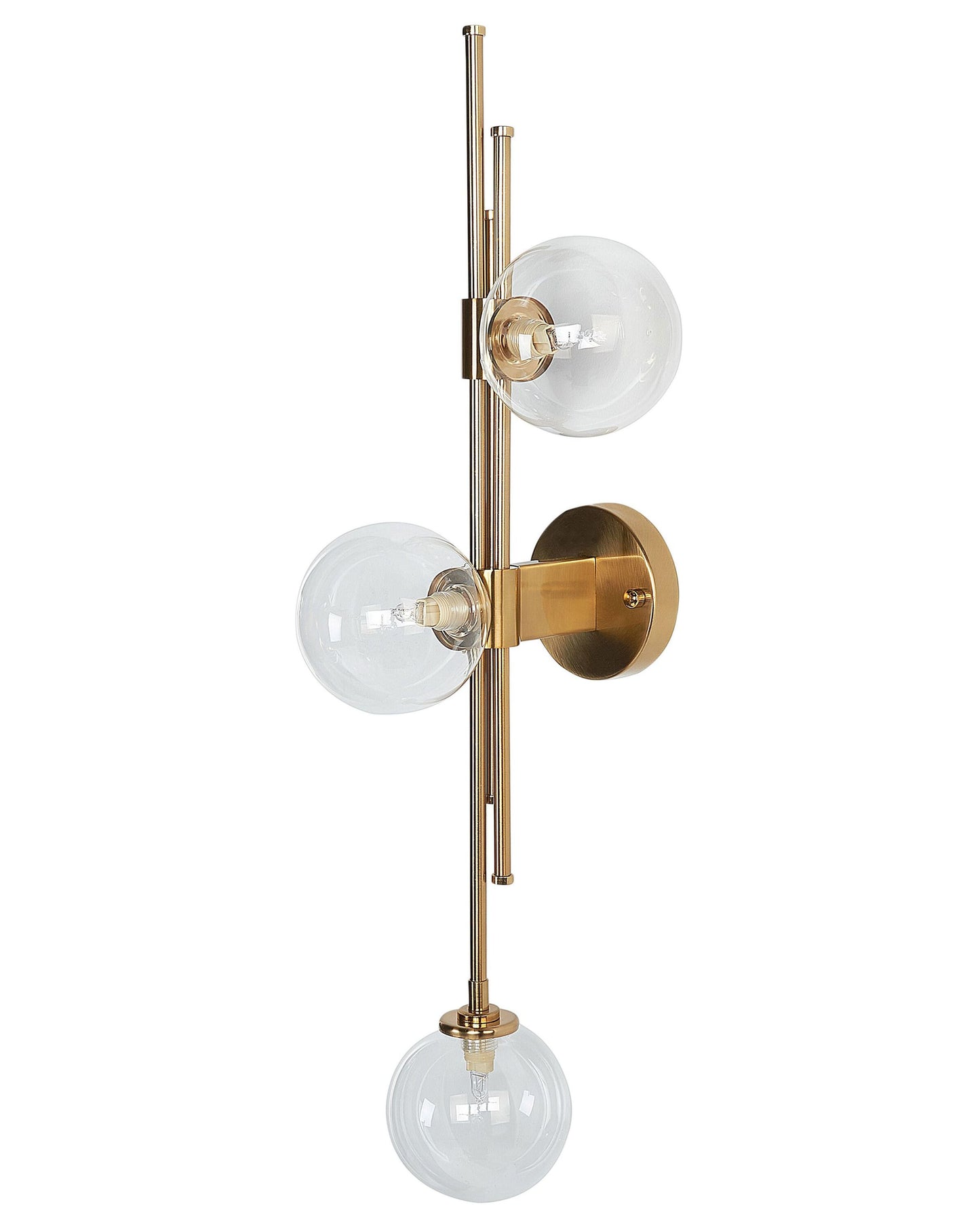 Glamora Luxe Wall Lamp Gold Iron Glass 3 Lights Modern Glam Fixture for Living Rooms and Hallways