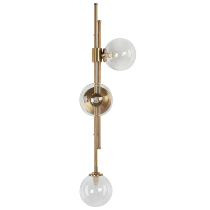Glamora Luxe Wall Lamp Gold Iron Glass 3 Lights Modern Glam Fixture for Living Rooms and Hallways