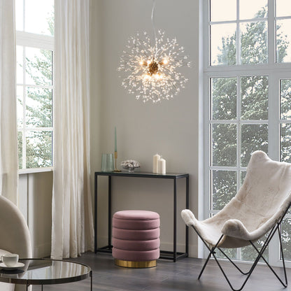 Crystaal Crystal Beads Pendant Lamp Gold Base 8 Fittings Contemporary