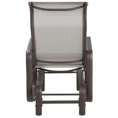 Garden Rocking Chair Brown Aluminium Frame Outdoor Rocker