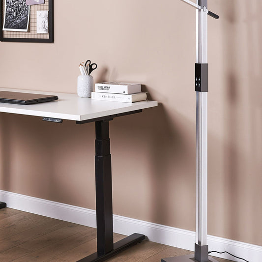 Floor LED Lamp 144cm Silver Dimmable CCT Modern Office Lighting For Bright Tasks