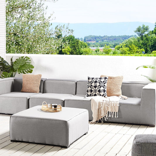 Veranda Garden Sofa Set 4 Seater Ottoman Modular Outdoor Light Grey