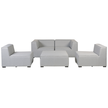 Veranda Garden Sofa Set 4 Seater Ottoman Modular Outdoor Light Grey