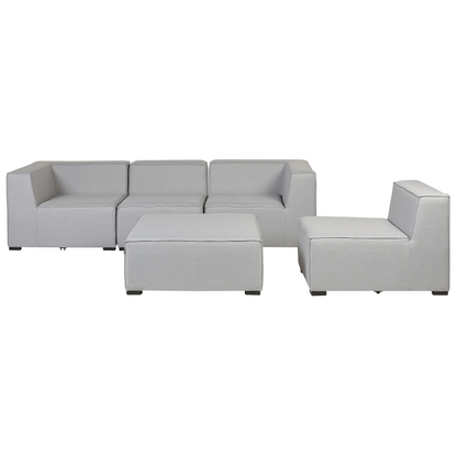 Veranda Garden Sofa Set 4 Seater Ottoman Modular Outdoor Light Grey