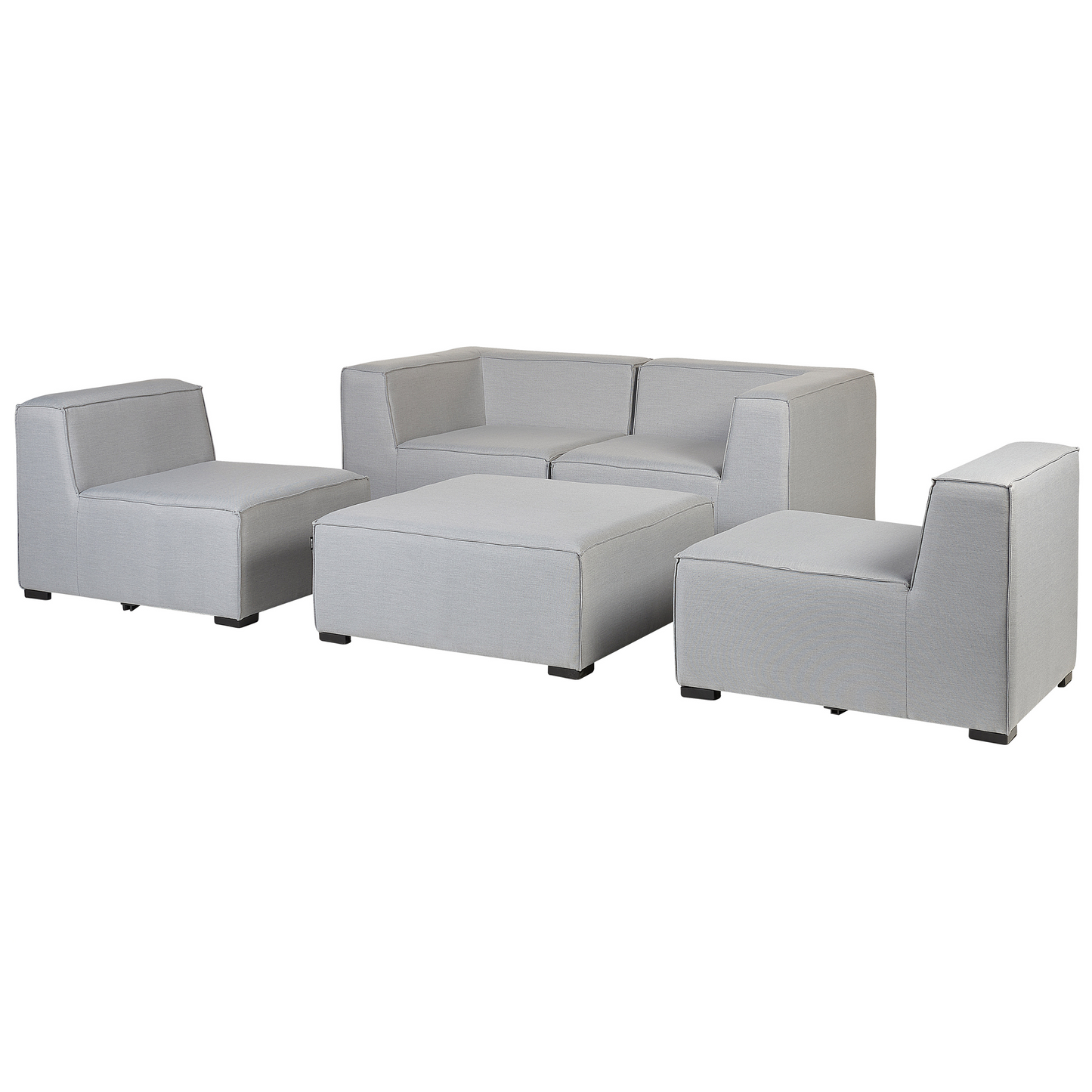 Veranda Garden Sofa Set 4 Seater Ottoman Modular Outdoor Light Grey