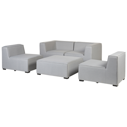 Veranda Garden Sofa Set 4 Seater Ottoman Modular Outdoor Light Grey