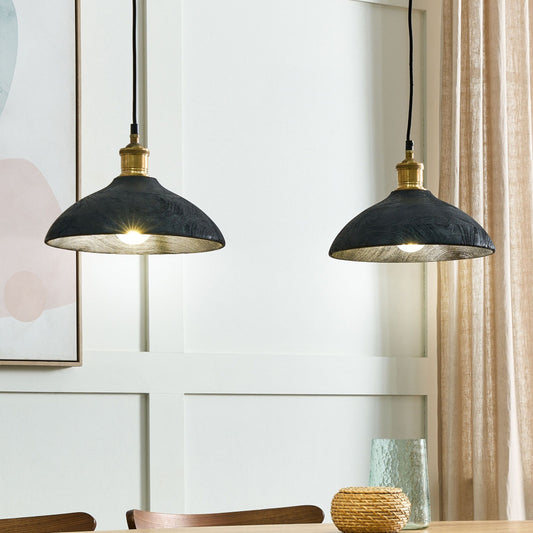 Pendant Lamp Black Natural Wood Shade Ceiling Light Handmade