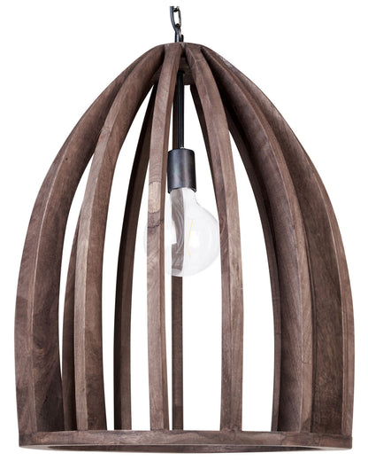 Pendant Lamp Dark Brown Natural Wooden Cage Shade Handmade