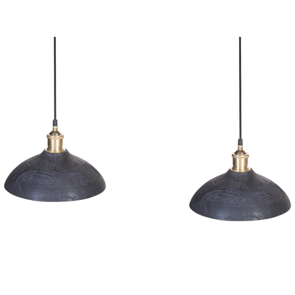 Pendant Lamp Black Natural Wood Shade Ceiling Light Handmade