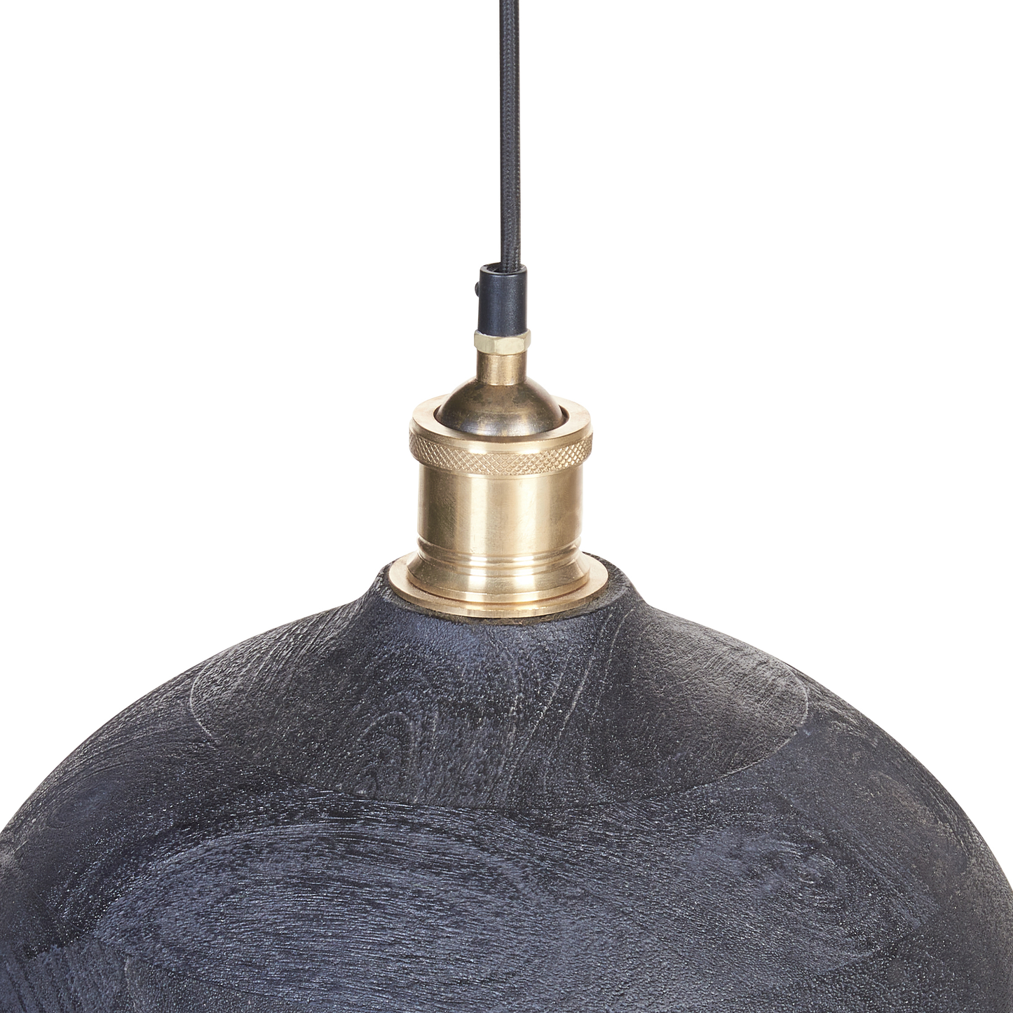 Pendant Lamp Black Natural Wood Shade Ceiling Light Handmade