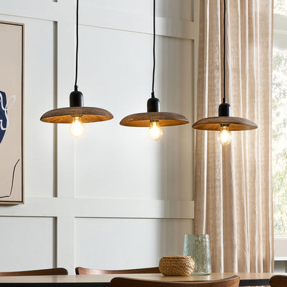 Pendant Lamp Natural Wood Shade 3 Light Boho Handmade