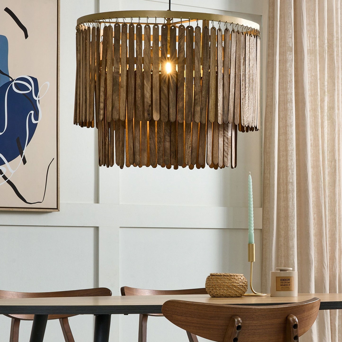 Pendant Lamp Dark Brown Mango Shade Boho Industrial