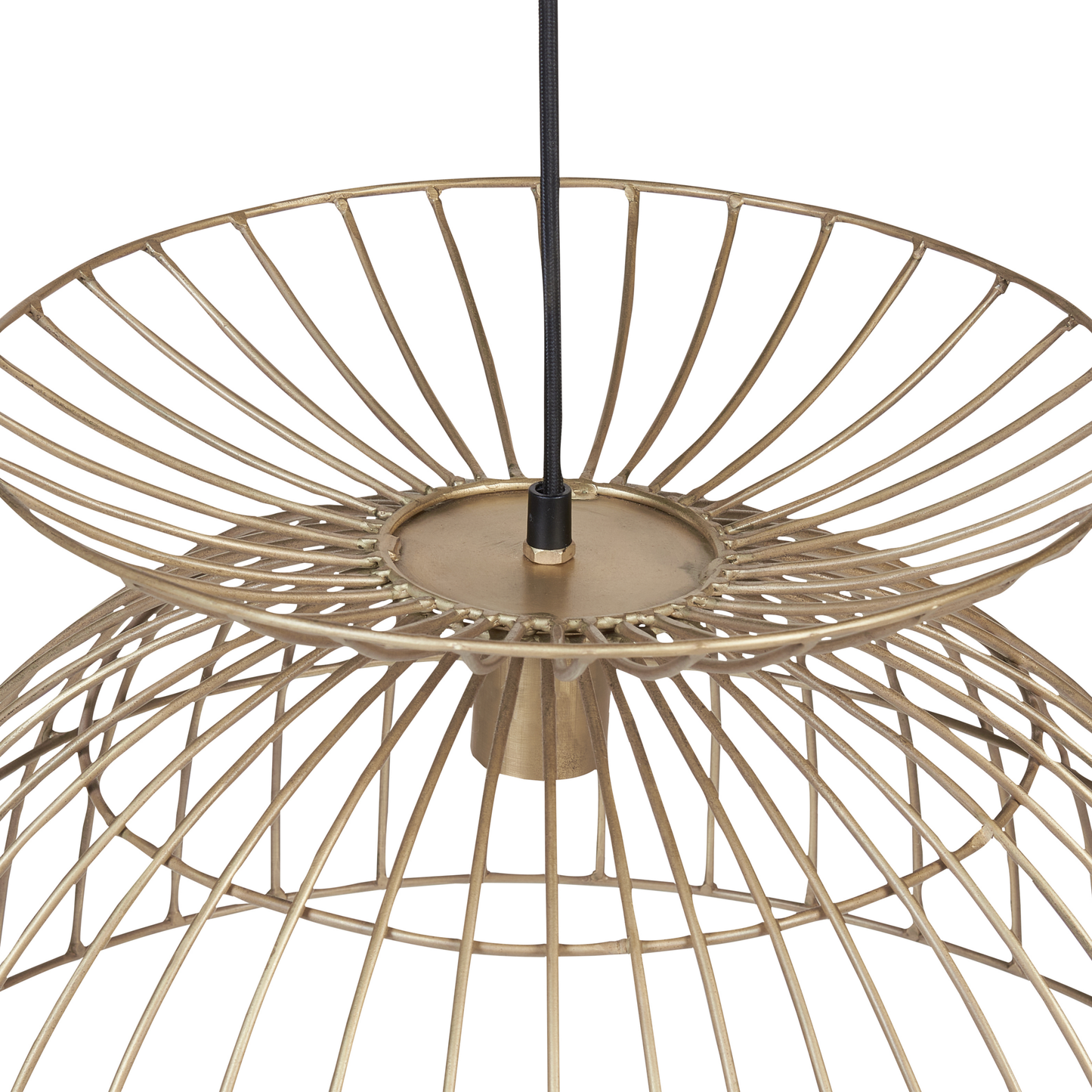 Brass Cage Pendant Lamp Openwork Round Shade