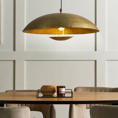 Brass Pendant Lamp Iron Dome Ceiling Light