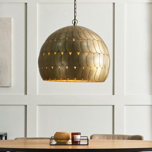 Luminova Brass Sphere One Light Pendant Lamp Retro Metal Shade