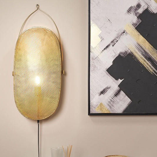 Lighting Wall Lamp Brass Oval Shade Rustic Design