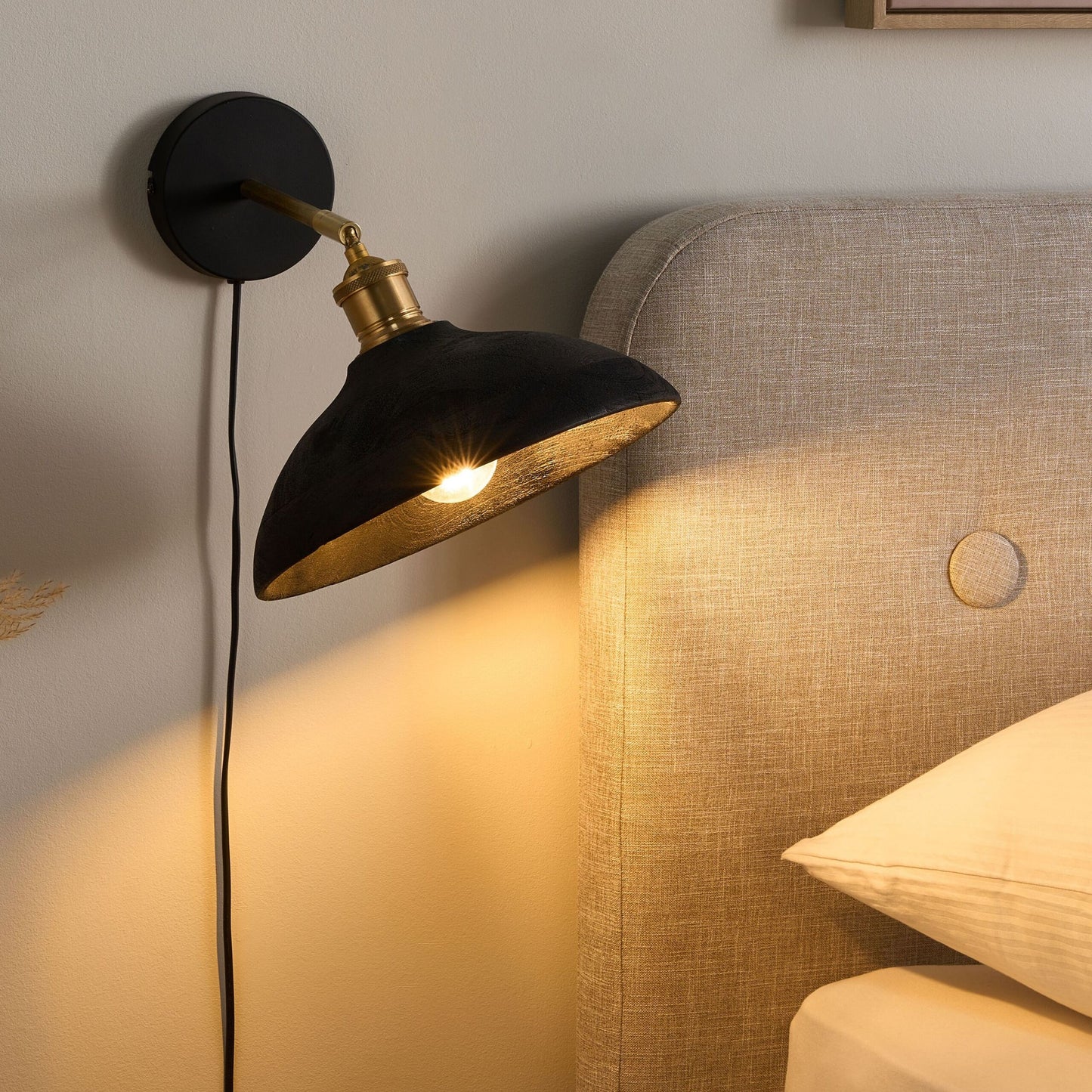 Studio Wall Lamp Black Brass Cone Shade Adjustable Rustic Modern Hanging Light