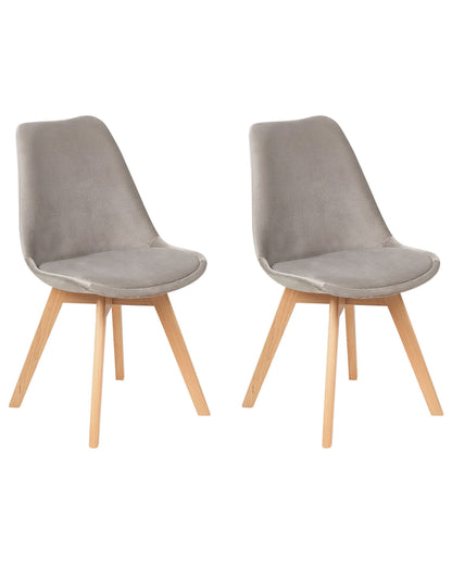 Elegance Living Set of 2 Beige Velvet Dining Chairs Beechwood Legs