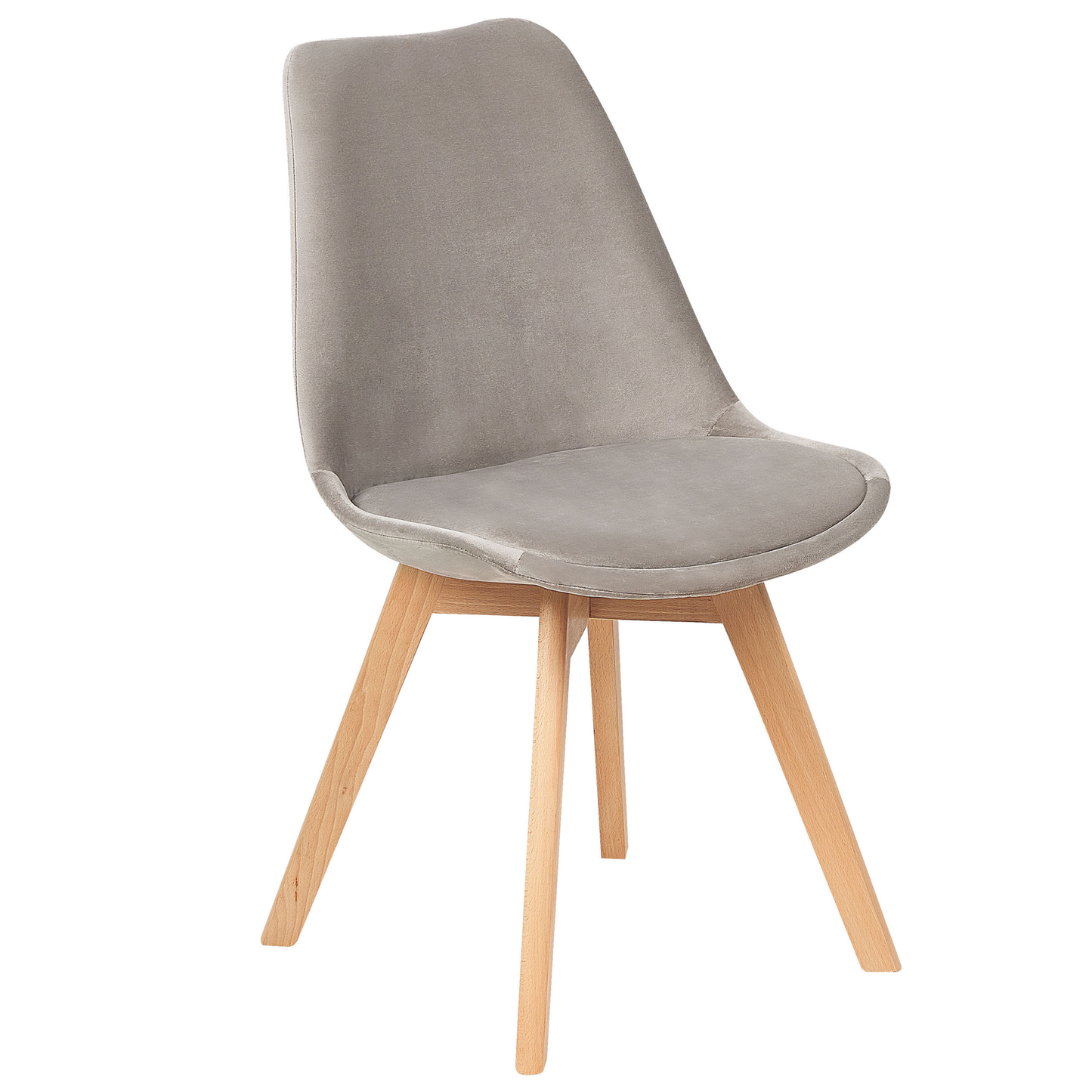 Elegance Living Set of 2 Beige Velvet Dining Chairs Beechwood Legs