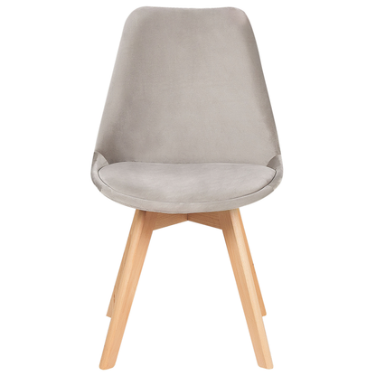 Elegance Living Set of 2 Beige Velvet Dining Chairs Beechwood Legs
