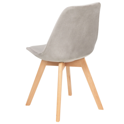Elegance Living Set of 2 Beige Velvet Dining Chairs Beechwood Legs