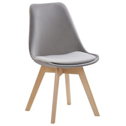 Grey Velvet Dining Chairs Set Of 2 With Sleek Beechwood Legs Modern Elegant Design