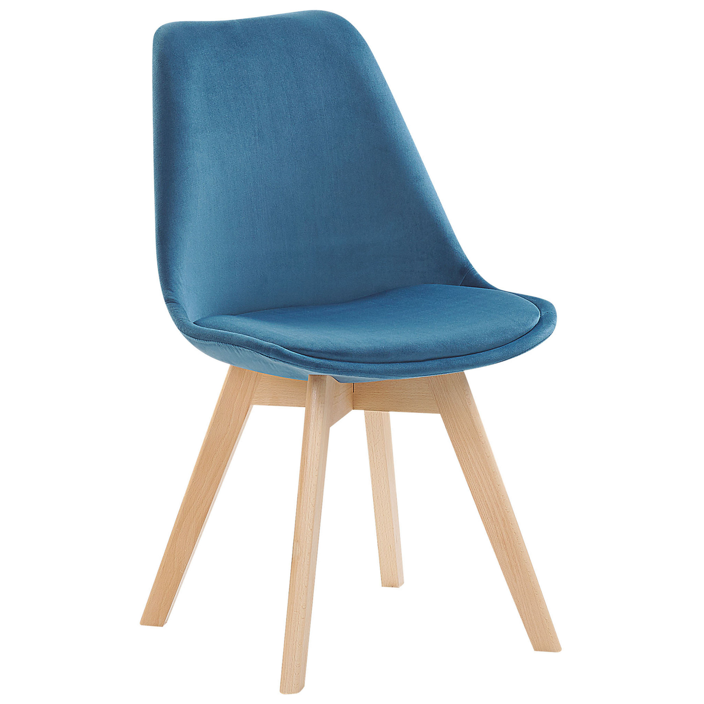 Blue Velvet Dining Chairs Set of 2 Modern Beechwood Legs