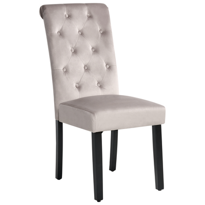 Set of 2 Dining Chairs Grey Velvet with Black Wood Legs
