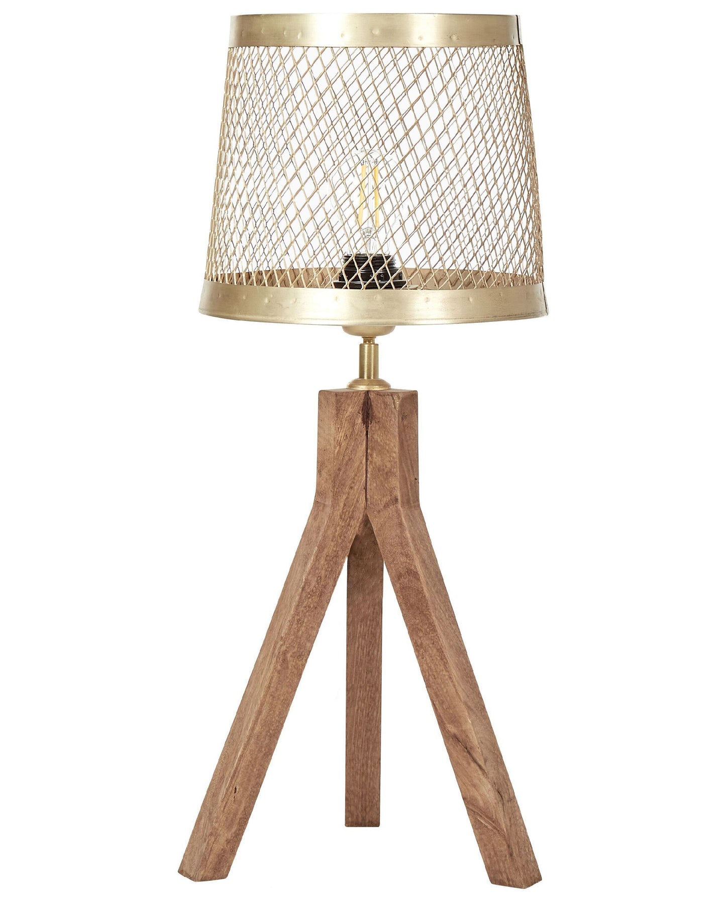 Studio Table Lamp Dark Mango Wood Brass Iron Shade