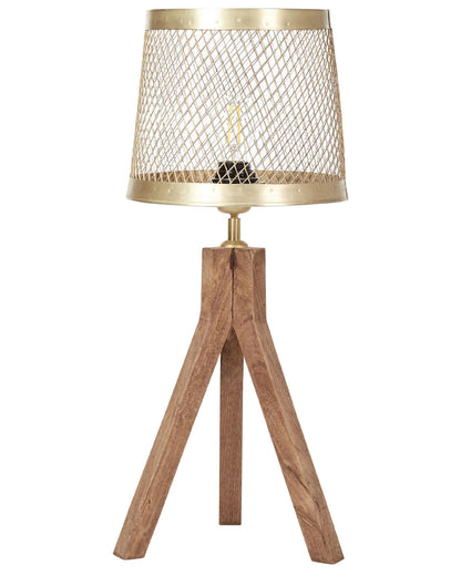 Studio Table Lamp Dark Mango Wood Brass Iron Shade