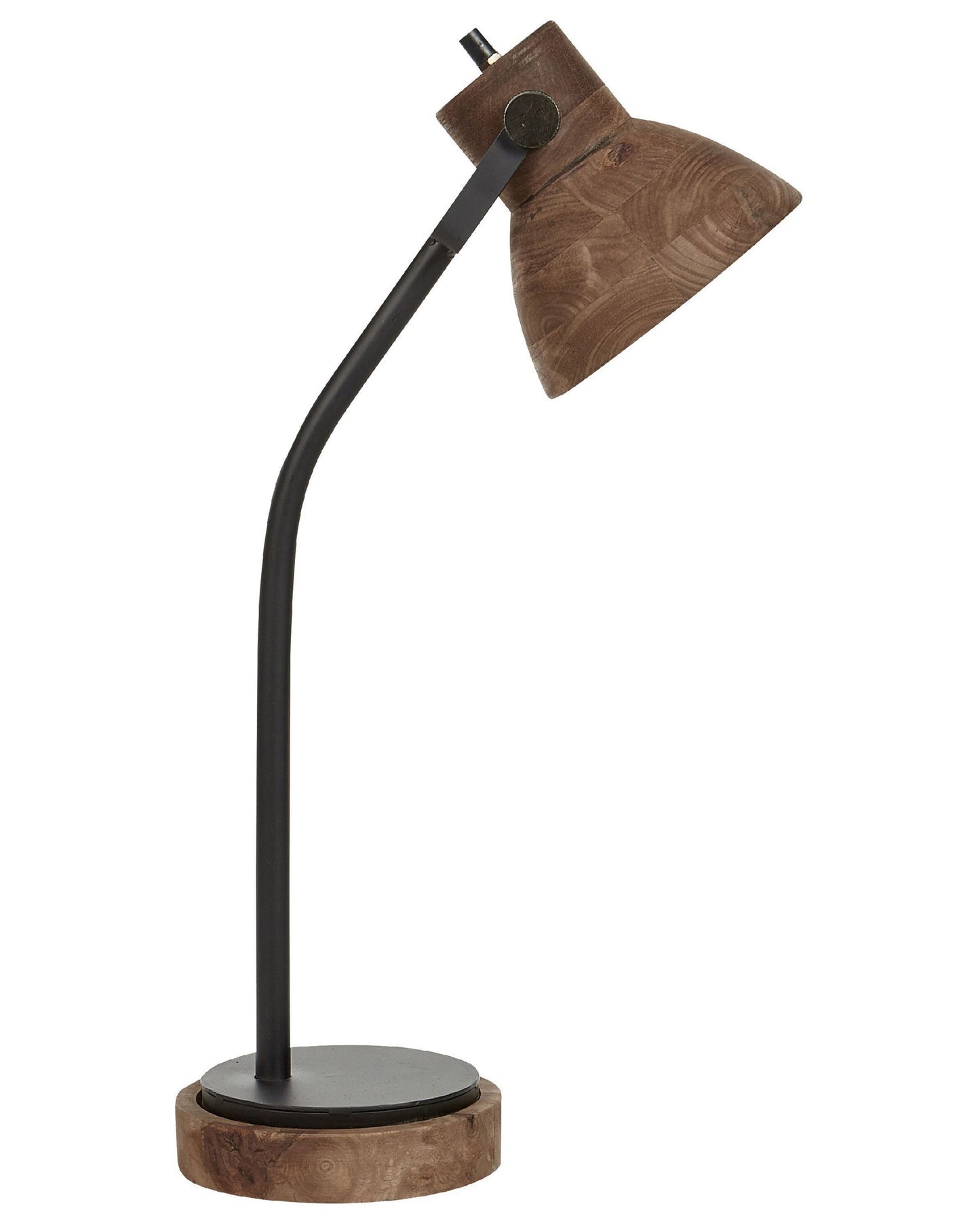 Dark Mango Desk Lamp With Black Base And Wooden Shade Classic Modern Home Lighting