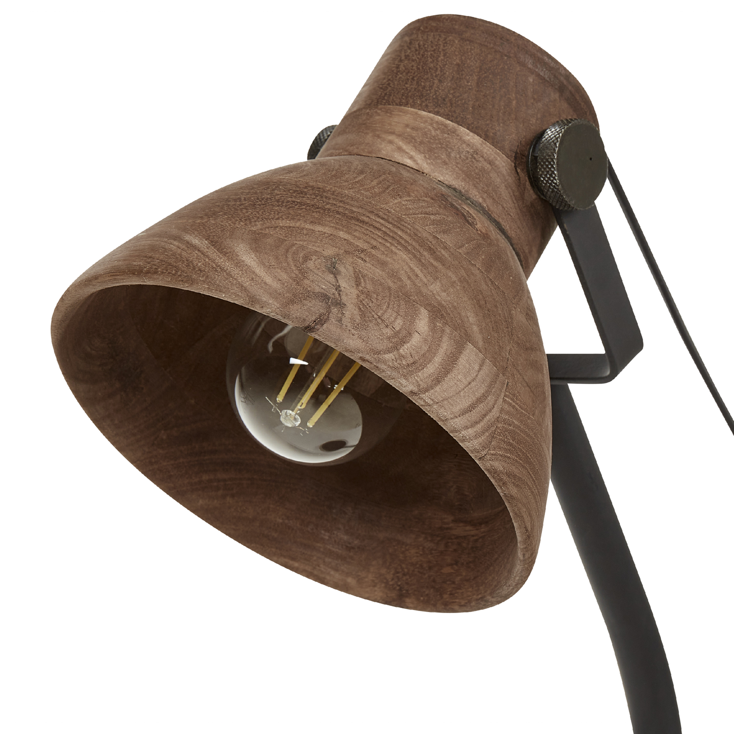 Dark Mango Desk Lamp With Black Base And Wooden Shade Classic Modern Home Lighting