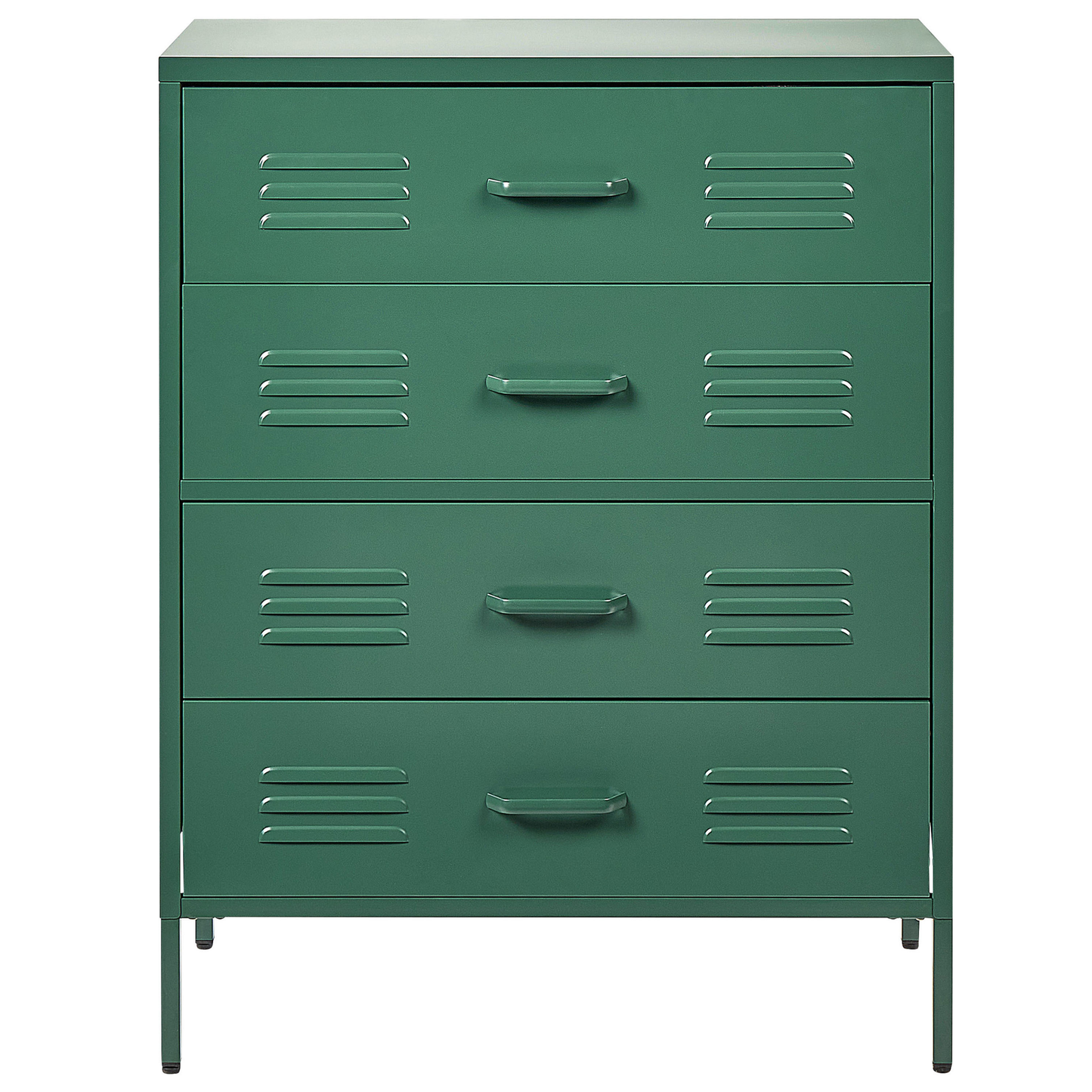 Industrial 4 Drawer Dark Green Metal Chest For Home Office