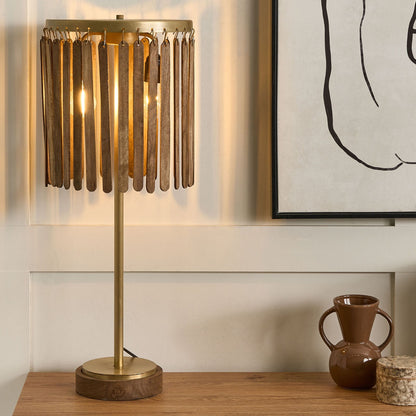 Home Handmade Dark Mango Wood And Brass Table Lamp