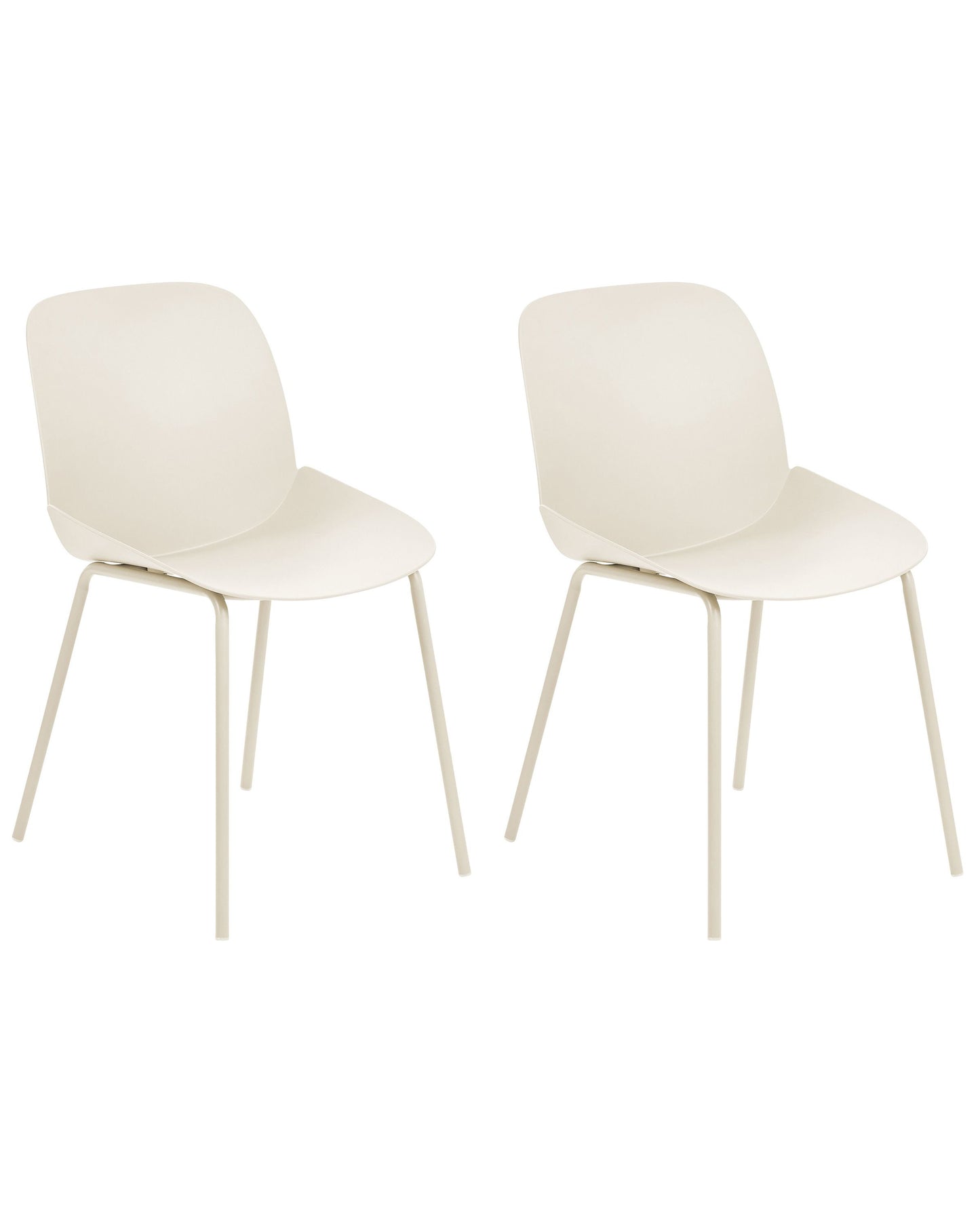 Set Of 2 Beige Plastic Dining Chairs Deep Seat Modern Contemporary Design For Dining Room