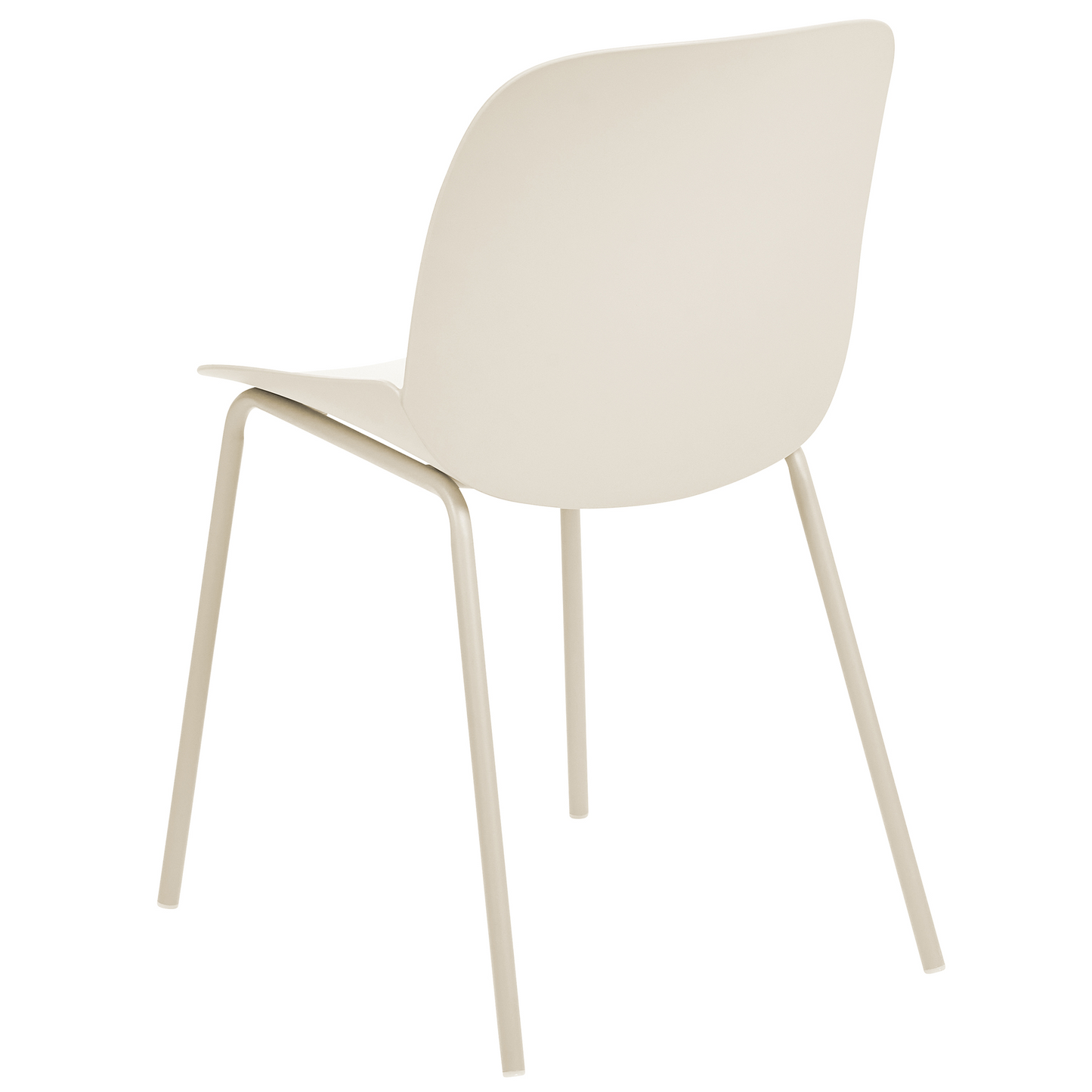 Set Of 2 Beige Plastic Dining Chairs Deep Seat Modern Contemporary Design For Dining Room