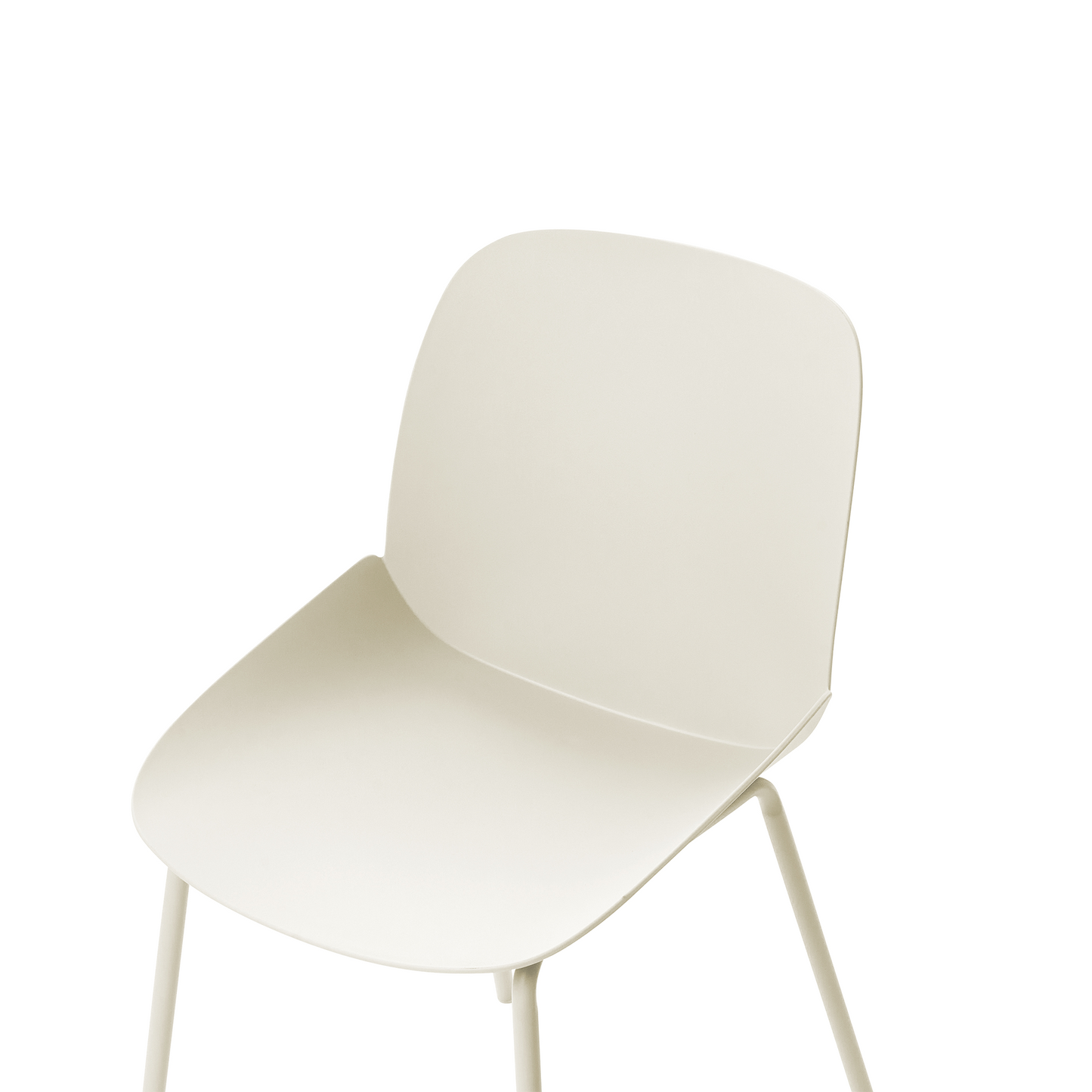 Set Of 2 Beige Plastic Dining Chairs Deep Seat Modern Contemporary Design For Dining Room