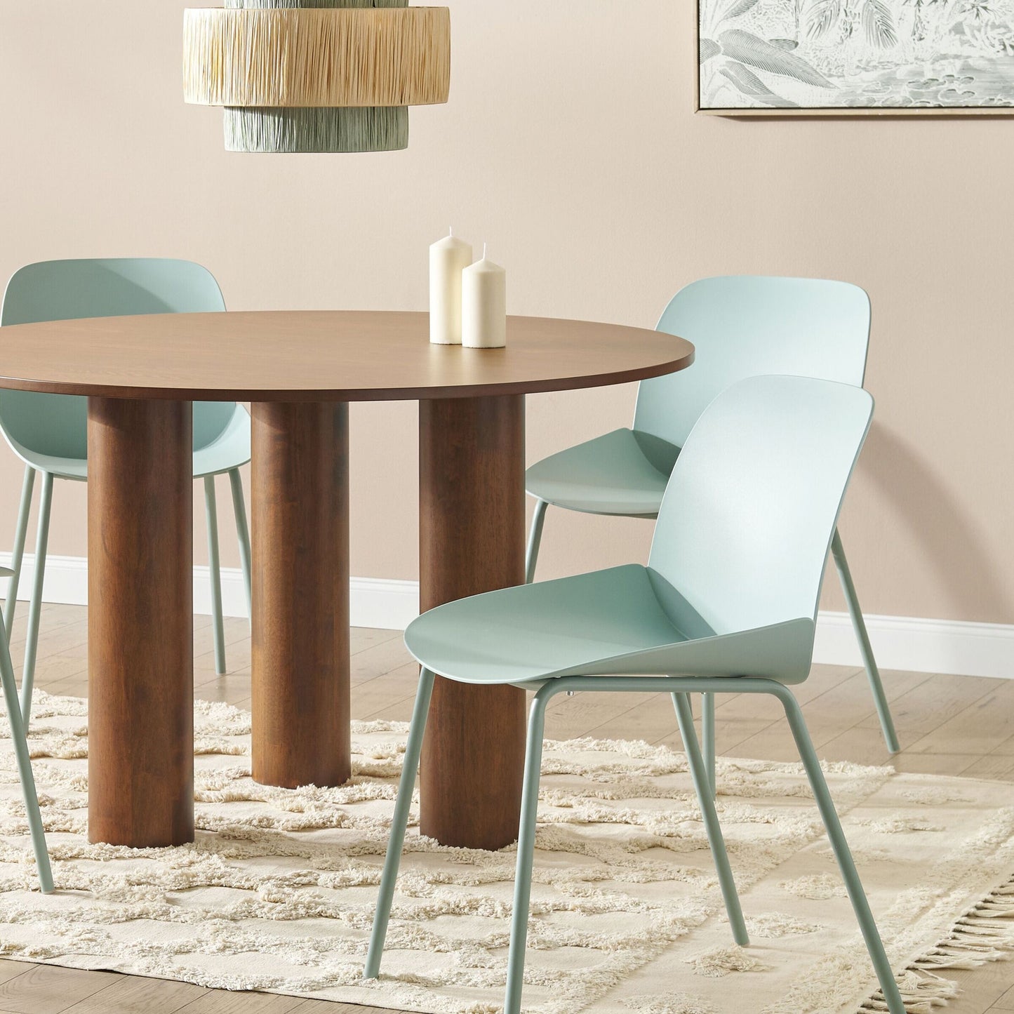 Mint Green Plastic Dining Chairs Set of 2 Deep Seat Contemporary Modern Design