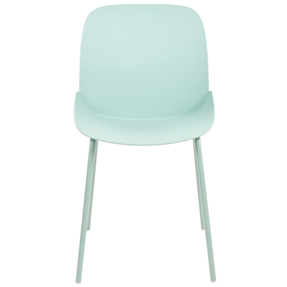 Mint Green Plastic Dining Chairs Set of 2 Deep Seat Contemporary Modern Design