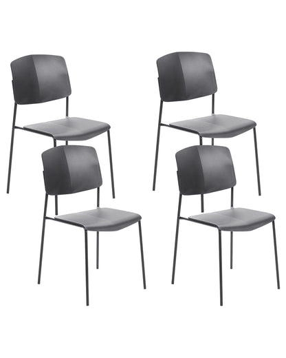 Black Plastic Dining Chairs Set Of 2 Contemporary Modern Armless Seating For Dining Room