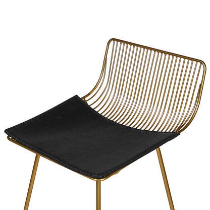 Set Of 2 Gold Metal Bar Chairs With Faux Leather Seat Pads Counter Height