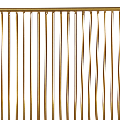 Set Of 2 Gold Metal Bar Chairs With Faux Leather Seat Pads Counter Height