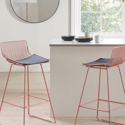 Rose Gold Counterheight Bar Chairs 2 With Faux Leather