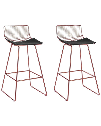Rose Gold Counterheight Bar Chairs 2 With Faux Leather