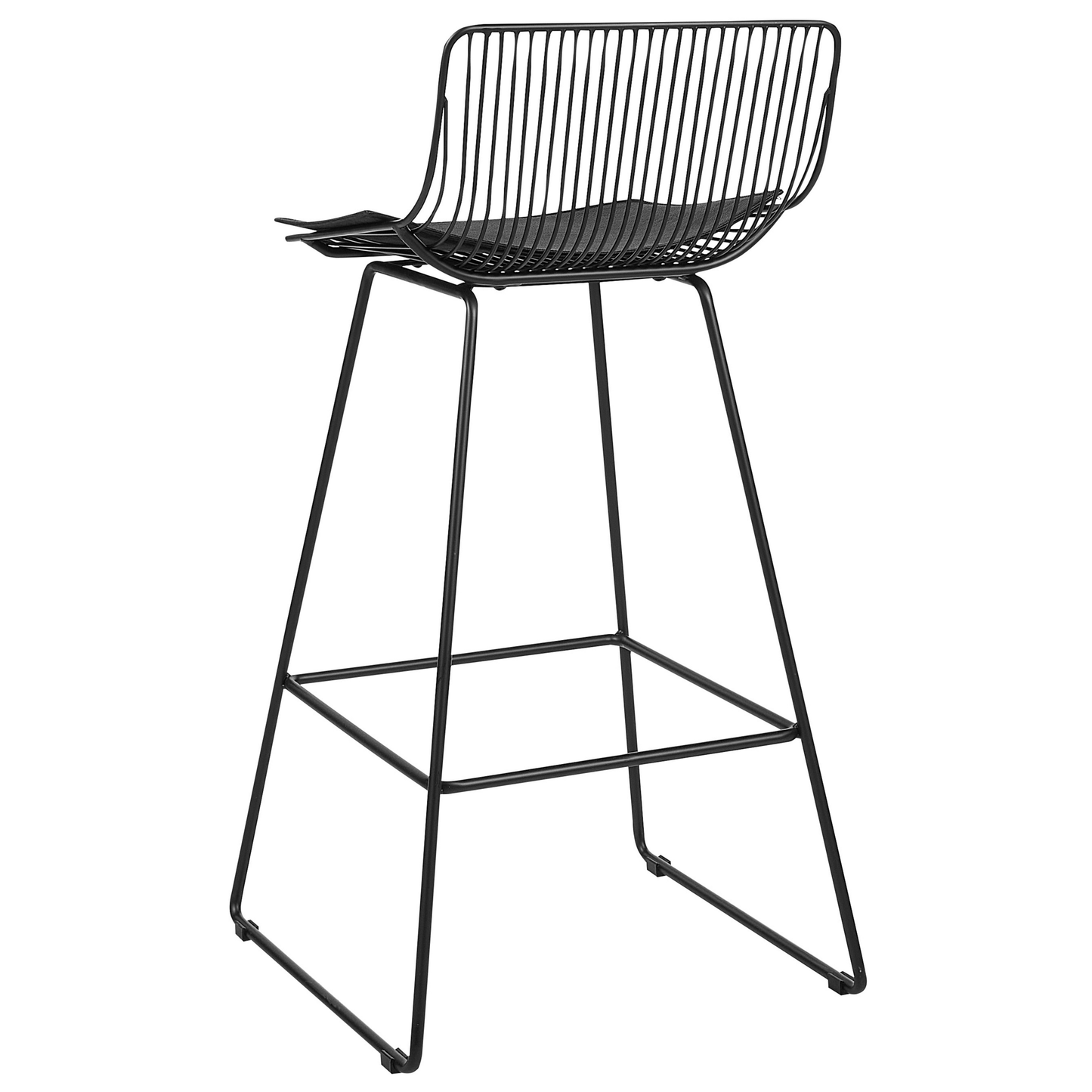 Luxor Home Set Of 2 Bar Chairs Black Metal With Faux Leather Seat Pads Counter Height